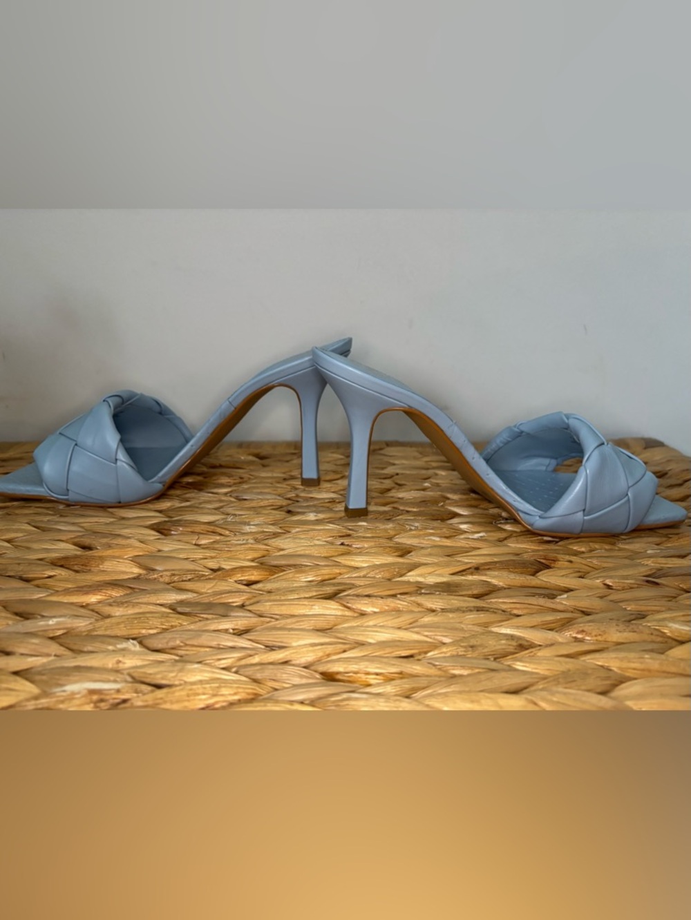 Vince Camuto Light Blue Woven Slide Heels - Picture 11 of 15